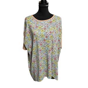 LulaRoe Vibrant Floral Irma High Low Tunic T Shirt Medium Short Sleeve Stretchy